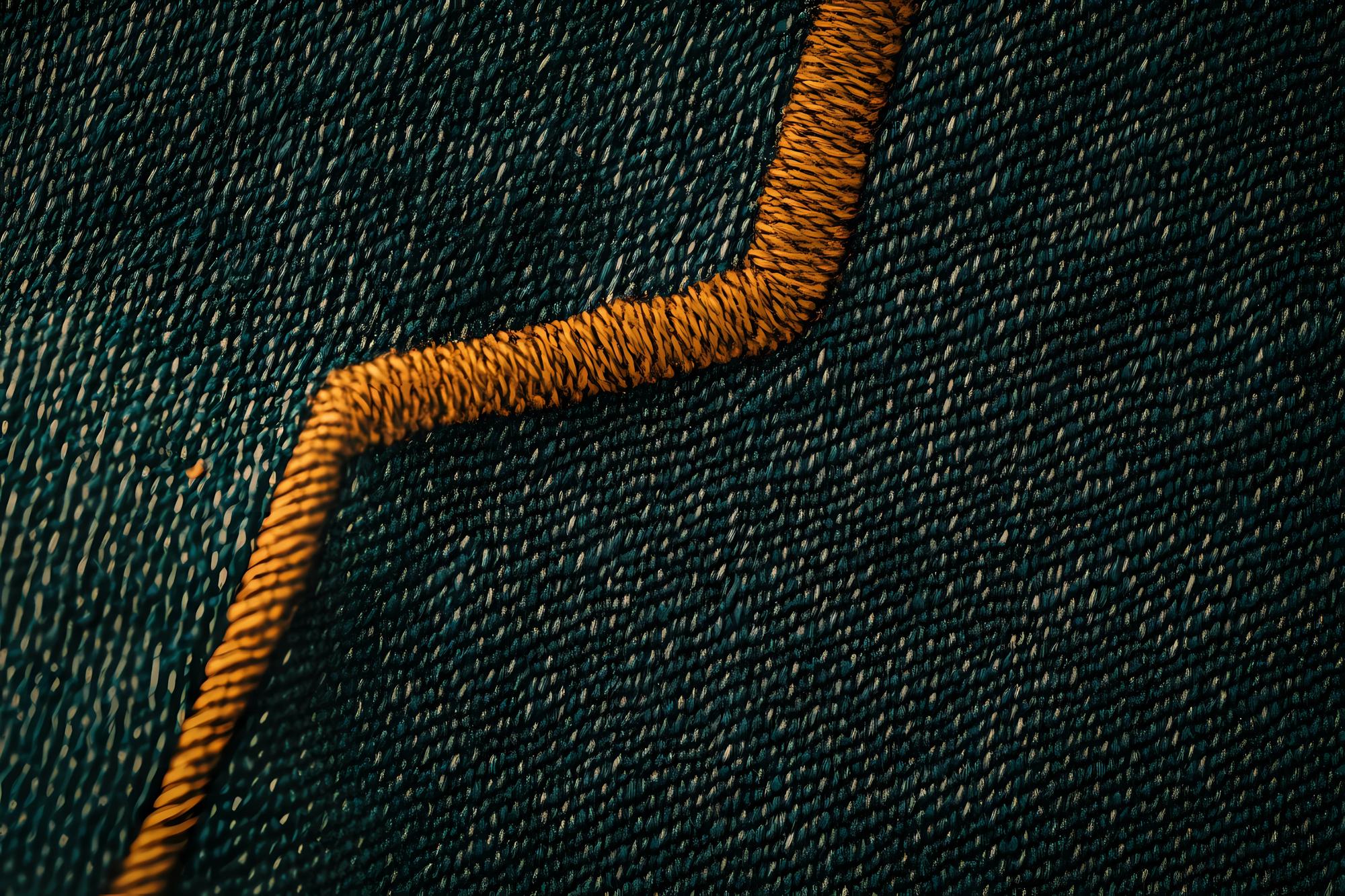 Detail: metallic thread close-up on dark fabric